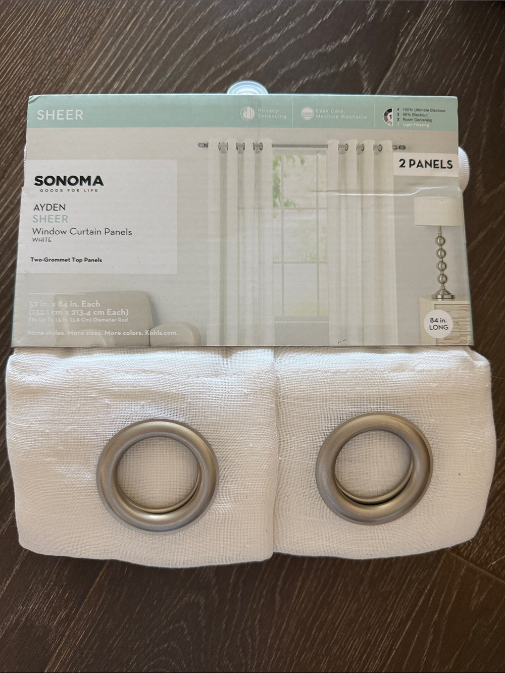 Sonoma Sheer Window Curtain Panels in White with Silver Grommets (2-Pack)